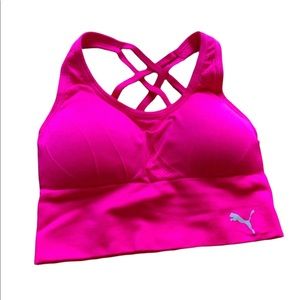 Puma Hot Pink Criss Cross Padded Sports Bra